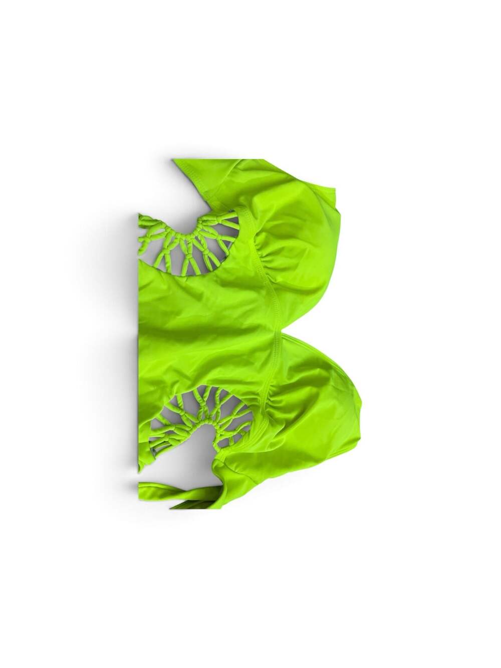 Sirith Solid Color Halter Neck Sleeveless Hollow Out One-Piece Swimsuit Neon Gre